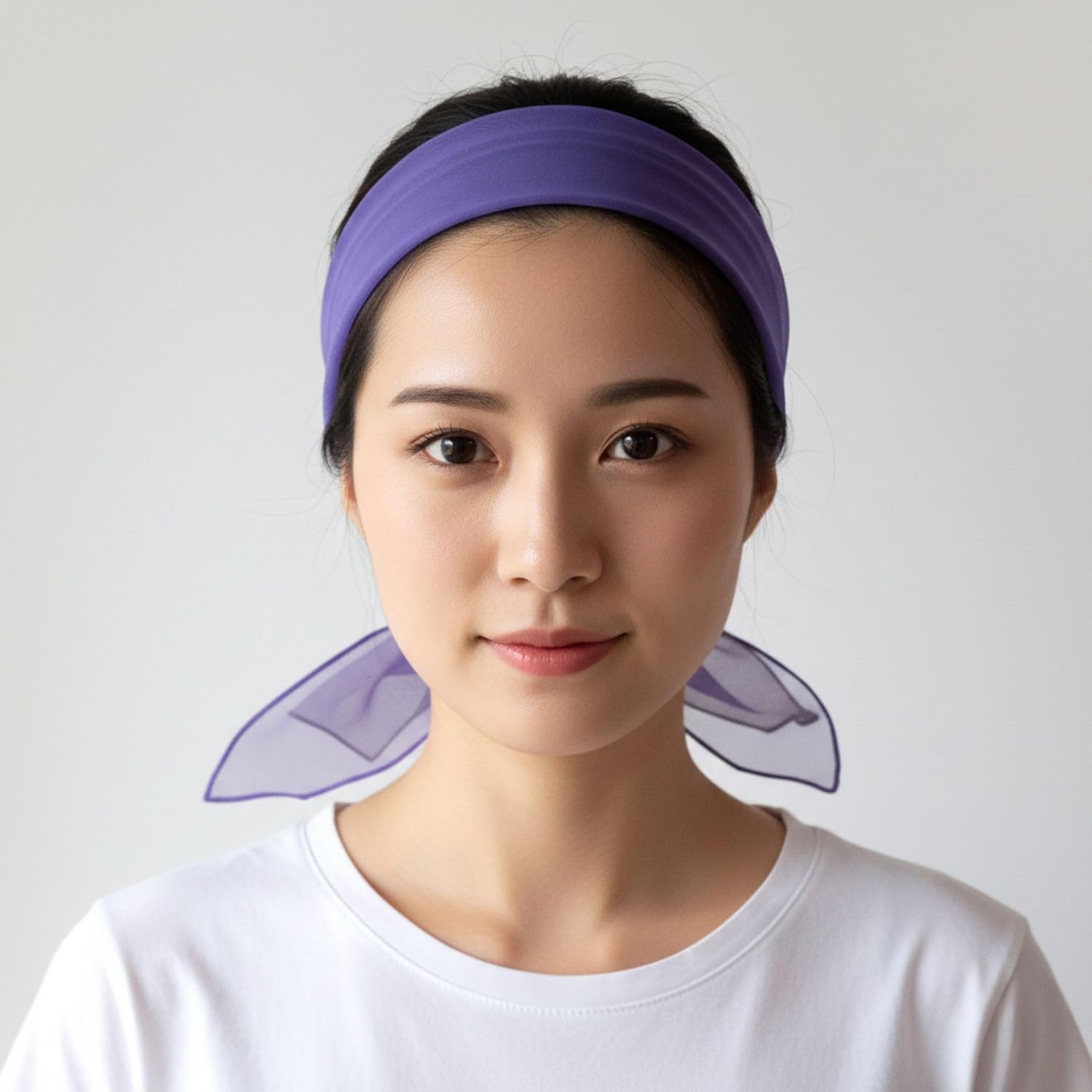 Sheer Hanbok Hair Ribbon – Lightweight Korean Traditional Style Scarf Accessory for Women, Versatile Wrap for Hair, Neck & Bags – 5 Colors (Purple)