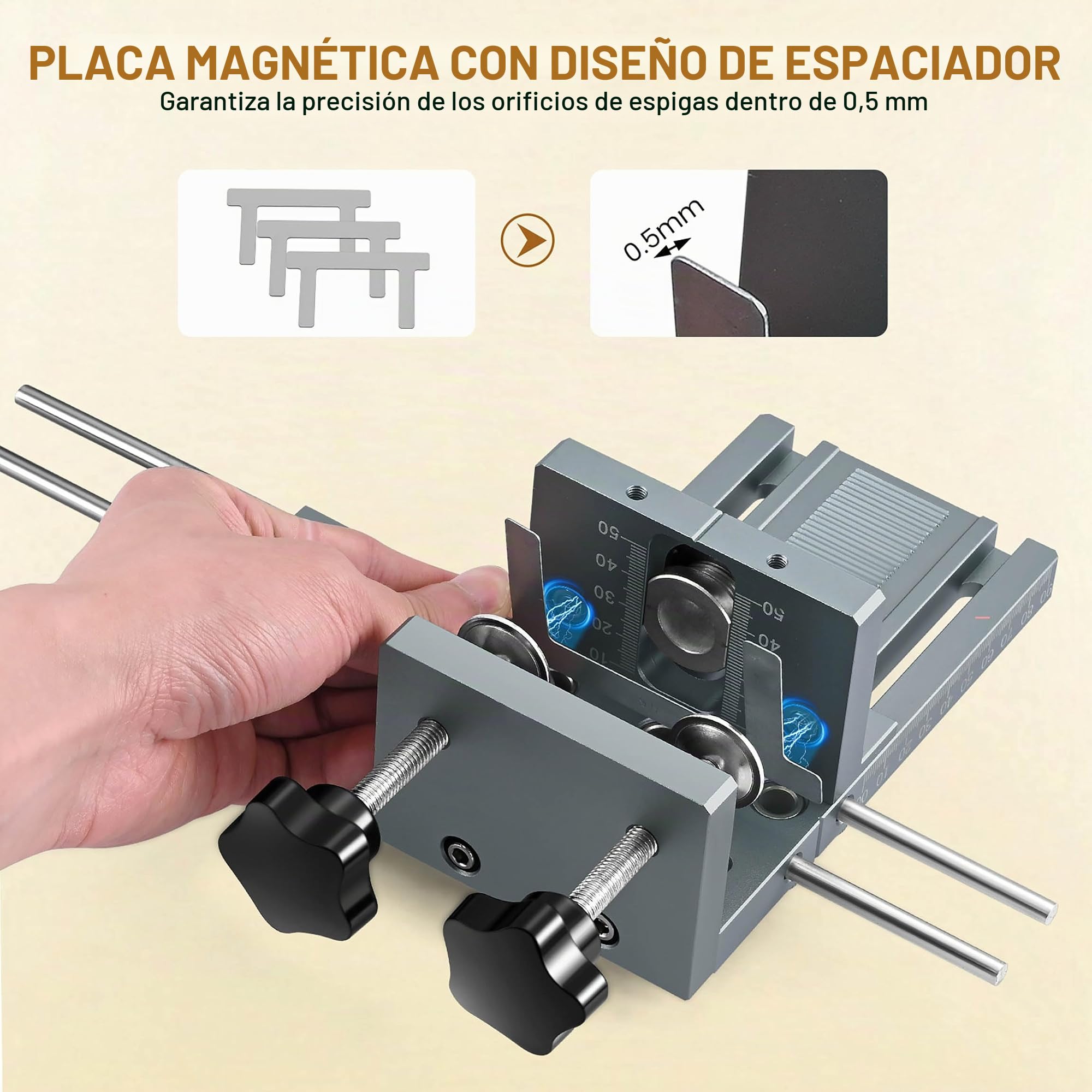 Guía de Taladro para Herramienta 6/8/10 mm 3 En 1, con Pinza de Posicionamiento Perforadora de Guía de Perforación Ajustable, Kit de Guía de Brocas con Varilla de Extensión de 300 mm(XL)