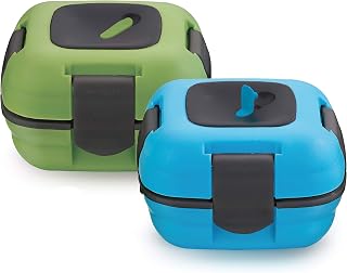 Pinnacle Insulated Leakproof Lunch Boxes for Kids & Adults - 16oz Stainless Steel Thermal Set of 2, Blue-Green