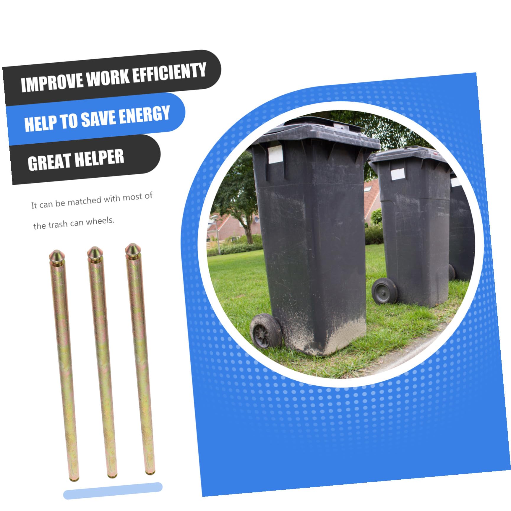 BESPORTBLE Eje de Acero Sólido 55 Cm para Cubo de Basura Accesorio Resistente para Bote de Basura Exterior Soporte Duradero para Contenedores de Repuesto Práctico para Residuos