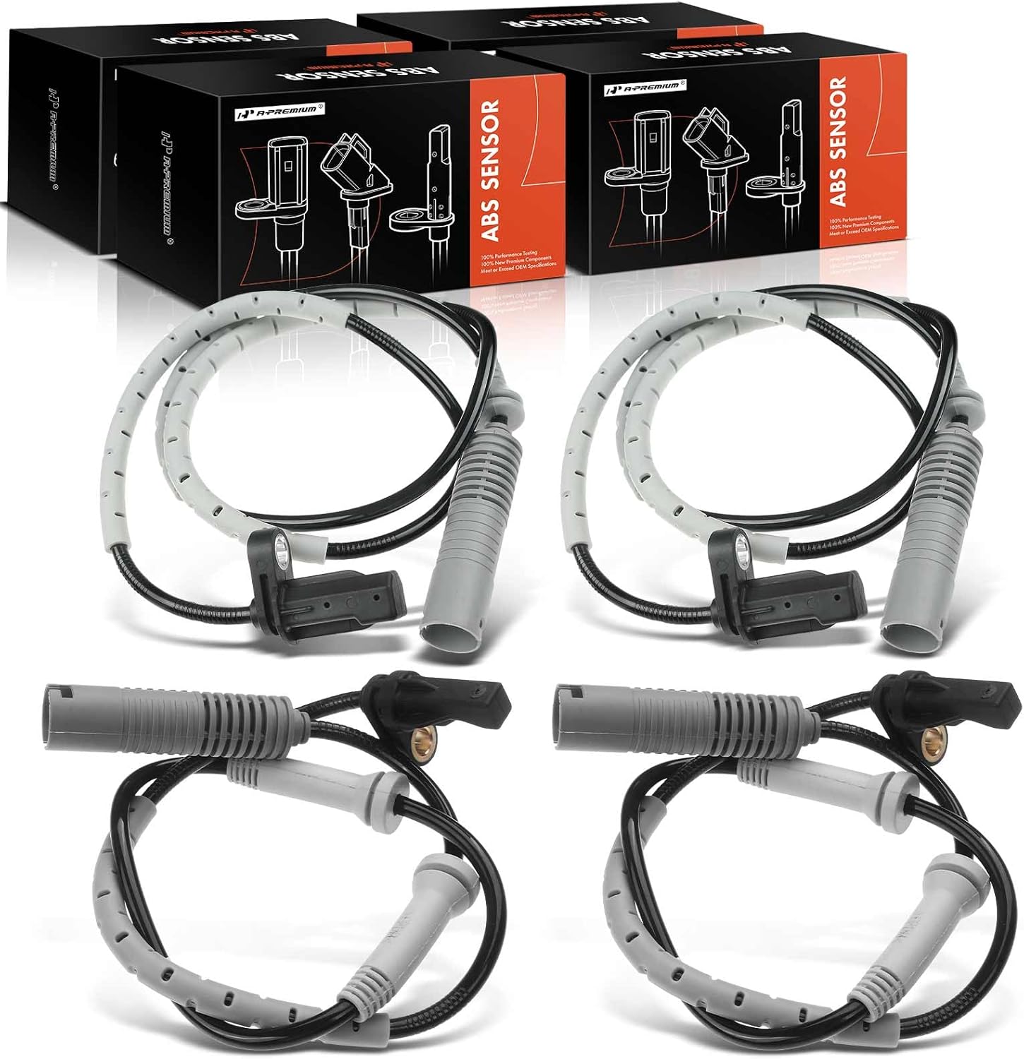 A-Premium 4PC Set Front Rear ABS Wheel Speed Sensor Compatible with BMW 323i 325i 2006, 328i 2007-2011, 128i 2008-2013, Front & Rear Driver & Passenger Side