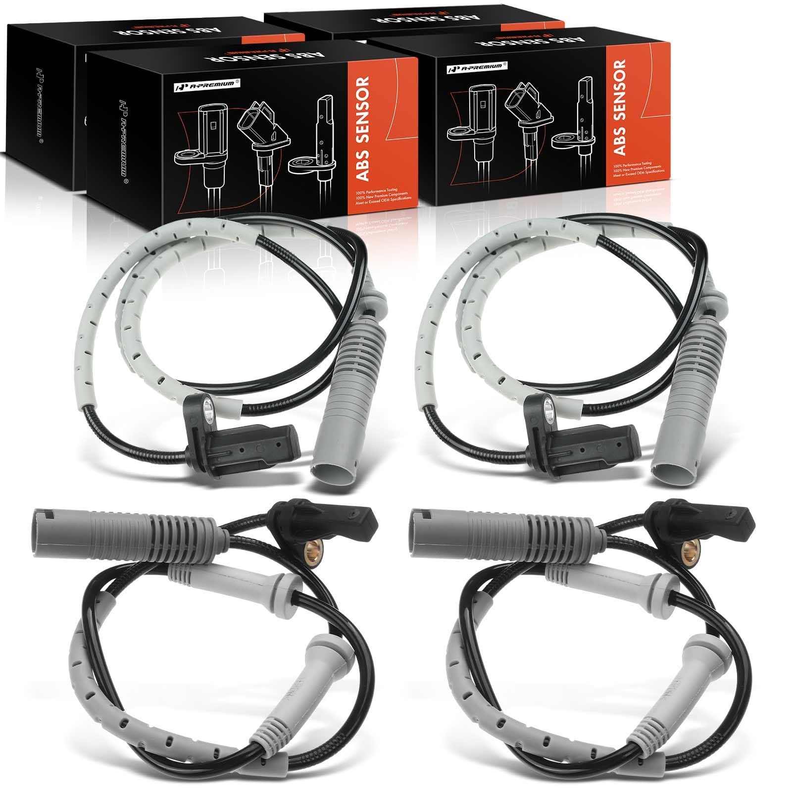 A-Premium 4PC Set Front Rear ABS Wheel Speed Sensor Compatible with BMW 323i 325i 2006, 328i 2007-2011, 128i 2008-2013, Front & Rear Driver &