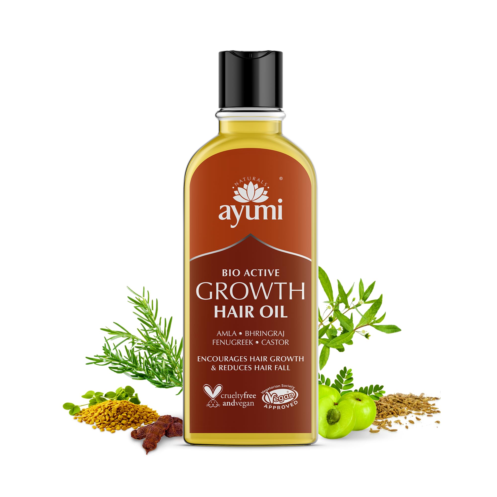 Ayumi Hair Growth Oil | Anti- Hair Loss Treatment for Women & Men | With Rosemary Oil for Hair Growth | Hair Oil for Dry Scalp Treatments | CastorOil & Coconut Oil for Dry Hair | 150ml