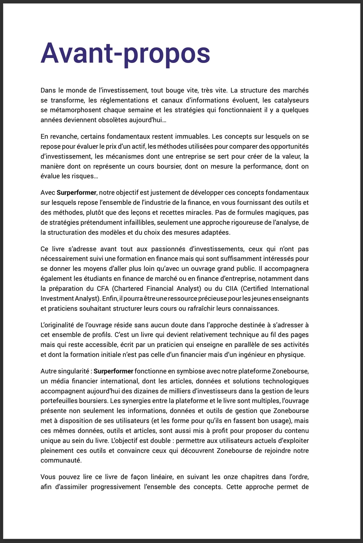 SURPERFORMER - Bourse, marchés et gestion de portefeuille. Le livre Zonebourse.