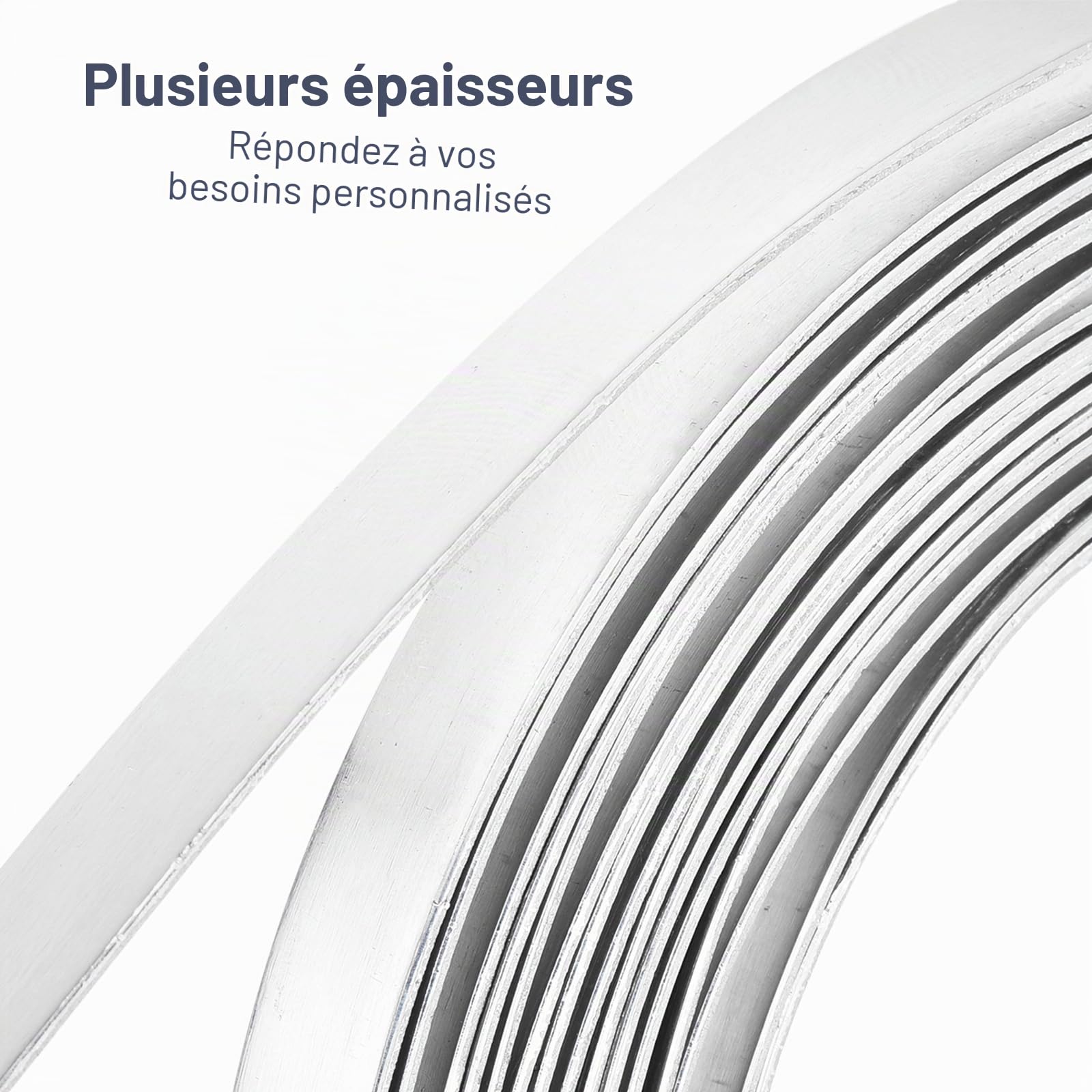sourcing map Rouleau de métal en aluminium, 5000 mm x 10 mm x 1 mm d'épaisseur, bande clignotante en aluminium 1060 pour industriel, argenté