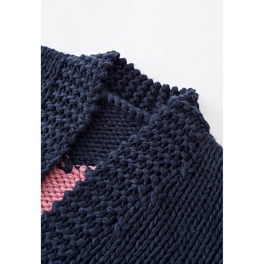 CHICWISH Women's Navy Key to My Heart Hand Knit Chunky