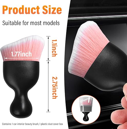 Miniatura 2 de Cepillo de polvo para interior del automóvil, limpiadores de detalles de cerdas suaves automáticas, cepillos de limpieza de suciedad de diseño