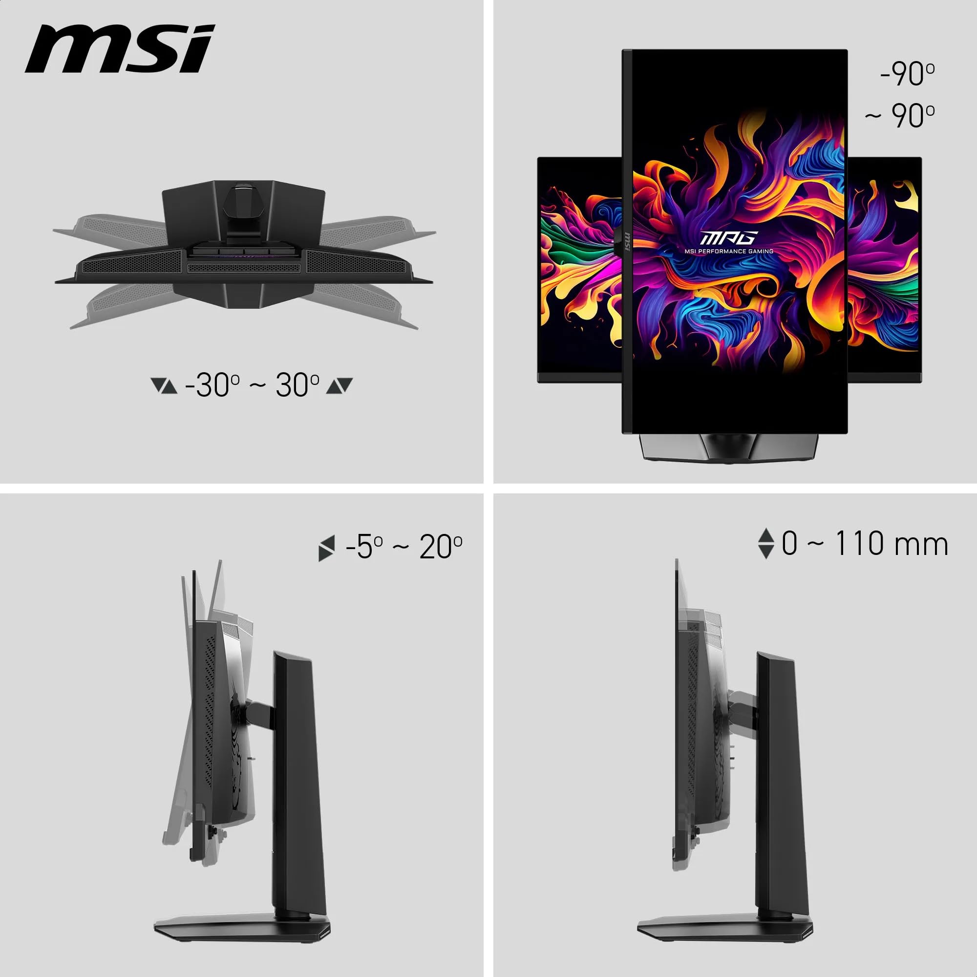 MSI MPG 271QR QD-OLED X50 Écran Gaming 26.5” WQHD | Dalle QD-OLED 2560x1440, 500Hz, 0,03ms, compatible VESA, HDMI, DisplayPort, USB-C, compatible G-SYNC et FreeSync