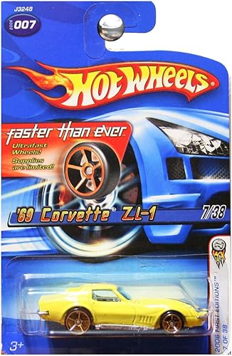 Hot Wheels 2006 Primera edición 7 de 38 AMARILLO "69 CORBETA 1969 ZL-1 MÁS RÁPIDO QUE NUNCA 1:64 Escala 1:64 Coche fundido a presión