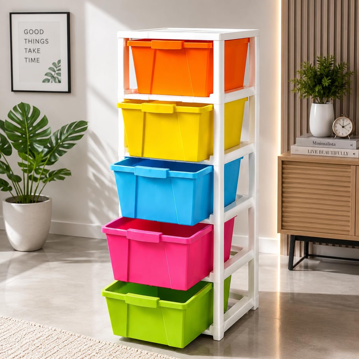 ⁵xl Plastic Drawer Organizer Self Standard Rectangular Multi Purpose Modular Drawer System Large Chest of Drawer Organizer for Home Office,Product Dimension When assembeled(⁵xlLayer) I Khodal 006-image-38