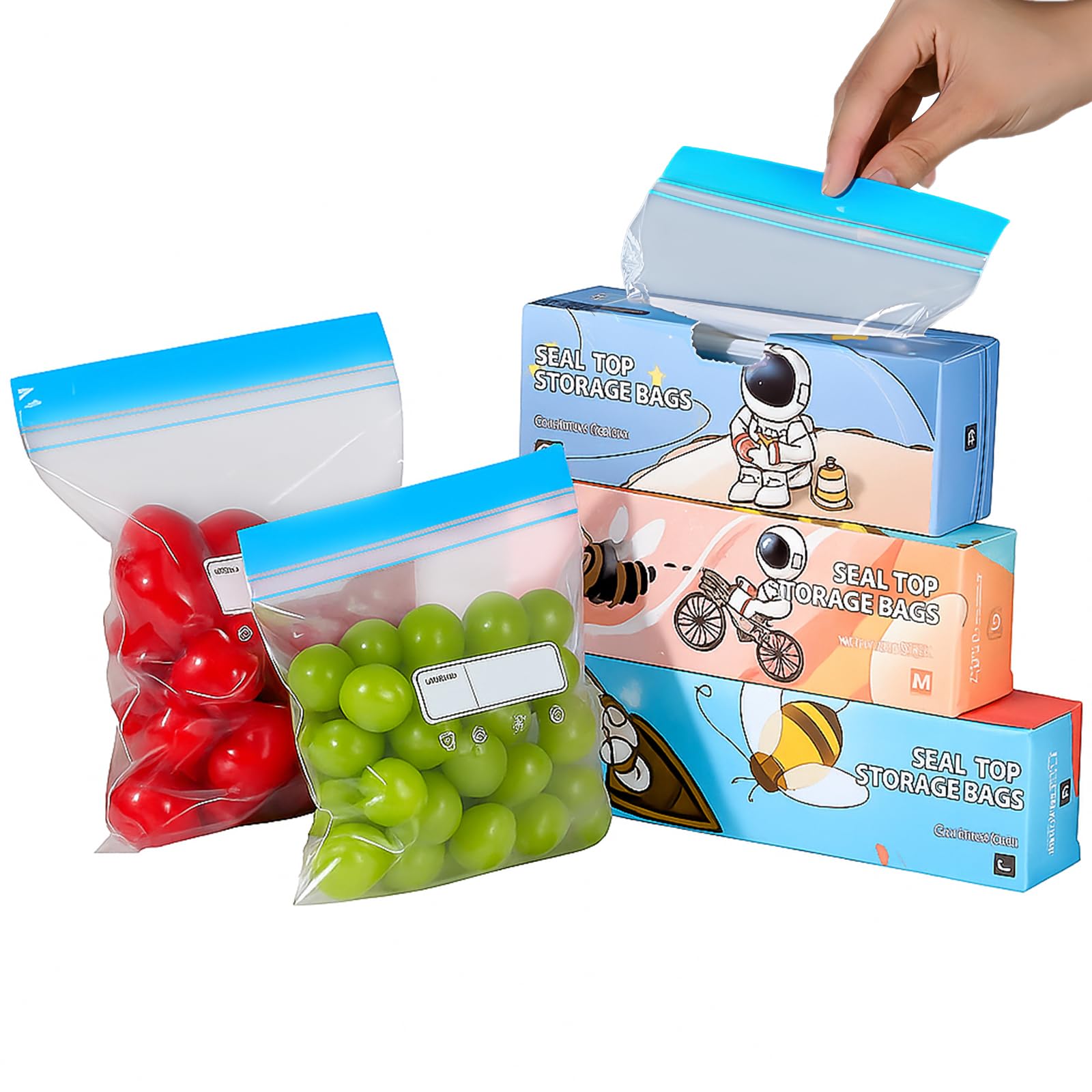 Rosenstein & Söhne borsa in silicone: Set di 4 sacchetti per alimenti in silicone, richiudibili, 1.000 ml (sacchetto zip in silicone