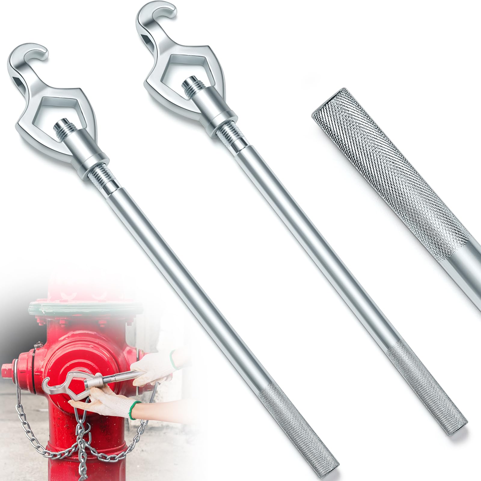 Tandefio 2 Pcs Fire Hydrant Wrench Adjustable, 1-1/2 to 3 20 Inch Multifunctional Hydrant Wrench for Tightening Fire Nuts Tightening Water Pipes, 3