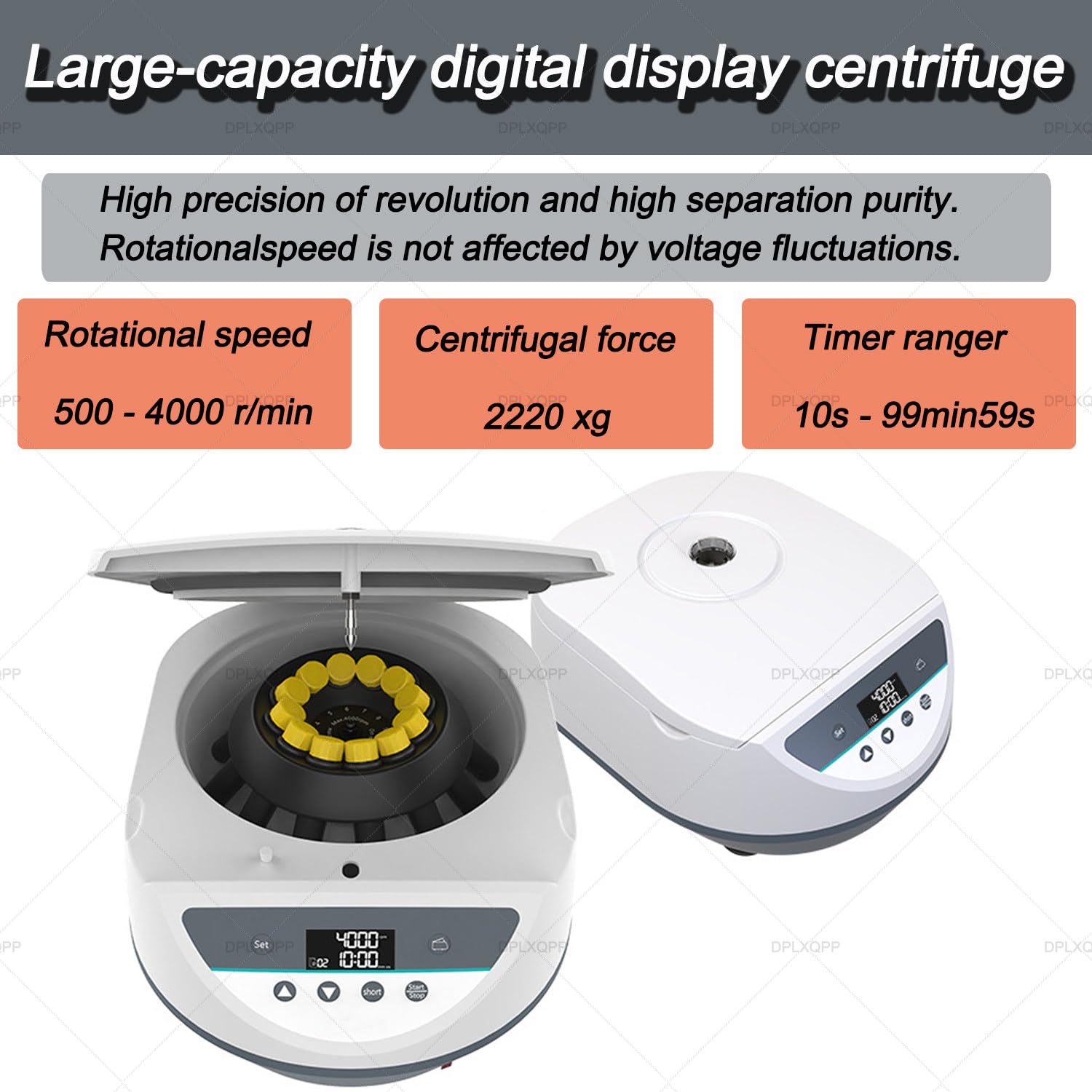 Máquina centrífuga de sobremesa de baja velocidad, 500-4000 RPM ajustable con pantalla LCD digital, capacidad para 12 tubos de 10 ml para laboratorio, aplicaciones médicas y educativas