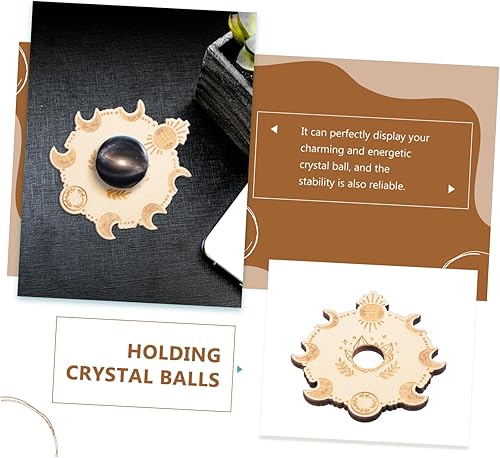 Miniatura 5 de BESTOYARD Soporte de madera para decoración de bolas de cristal, soporte de madera, soporte para huevos para exhibición, soporte para mini esfera,