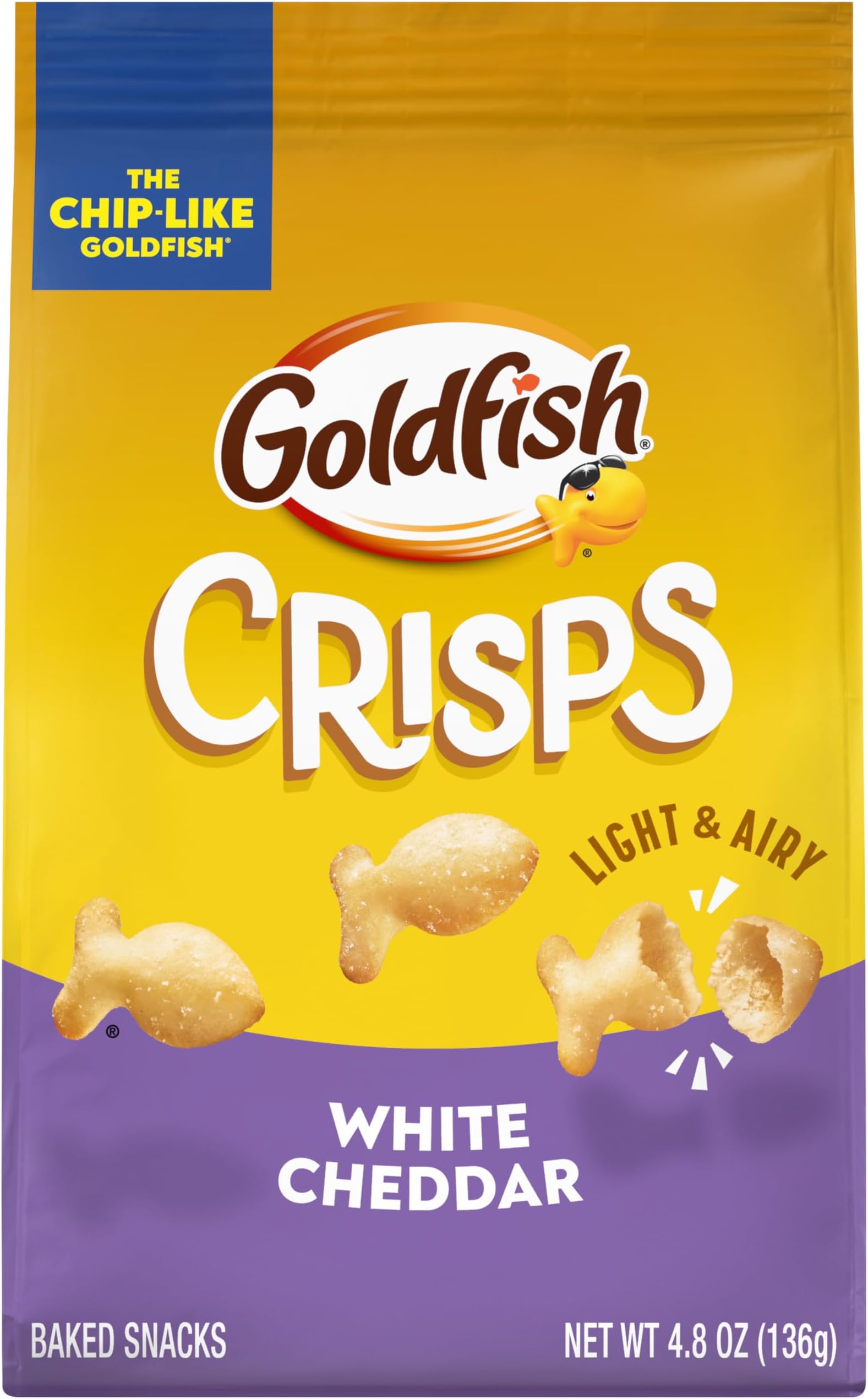 Crisps White Cheddar Baked Chip Crackers, 4.8 Oz Bag