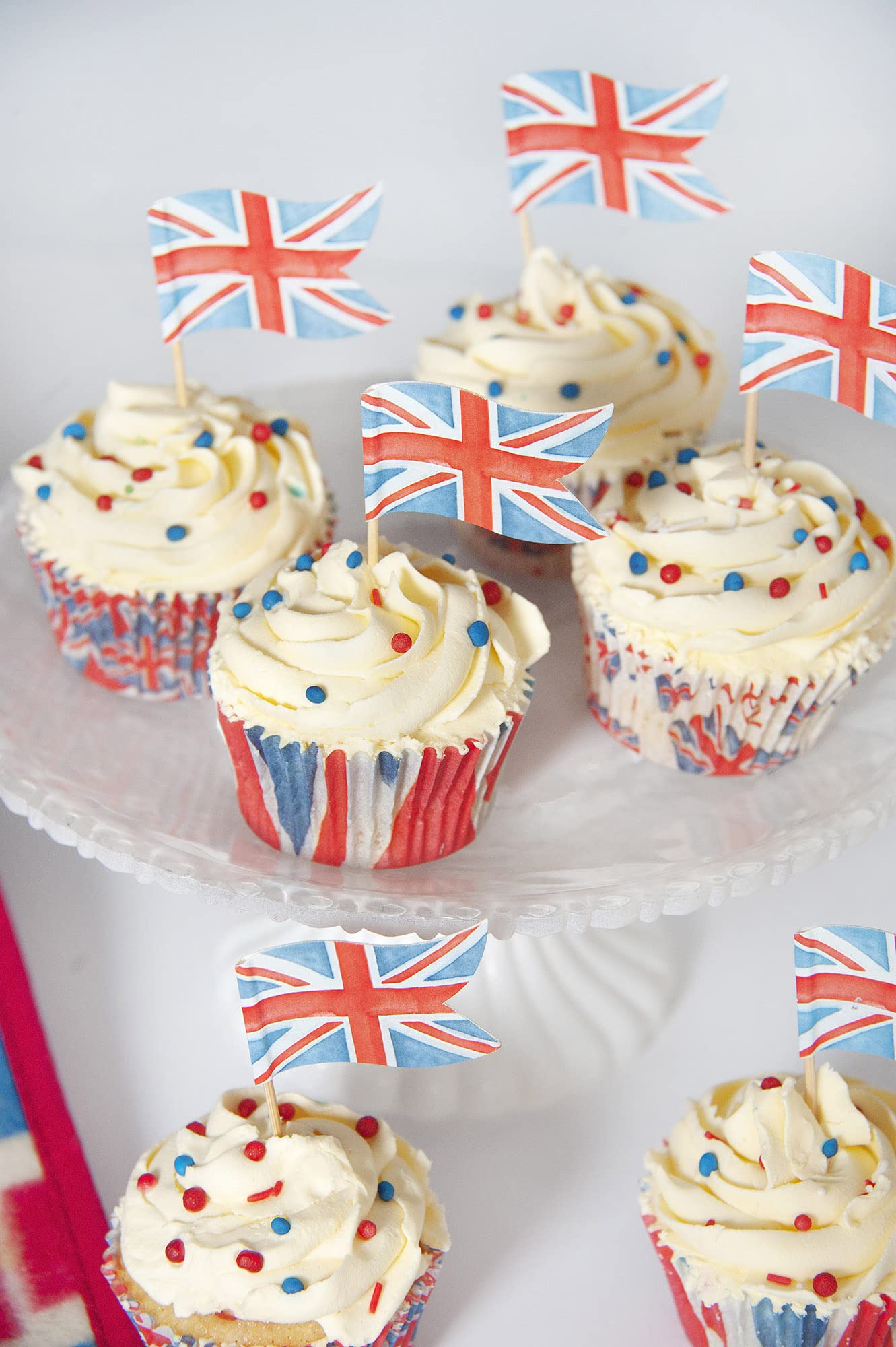 Anniversary House J141 Lot De 75 Caissettes à Cupcakes En Papier Résistant à La Graisse Motif Union Jack Blanc Et Rouge
