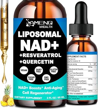 NAD Supplement, Liposomal NAD Nicotinamide Riboside Resveratrol 900mg Quercetion, TMG, Vitamin B3, High Potency NAD Plus Liquid Supplement for Cell Regenerator, Longevity, Energy, Anti-Aging, Focus*