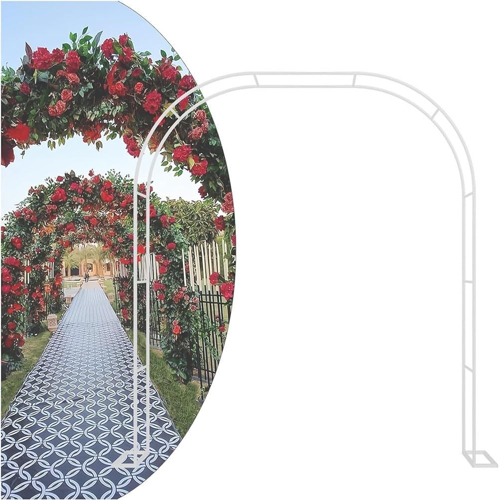 Arco de jardín blanco de metal para plantas trepadoras y rosas con un ancho ajustable de 1,4 m