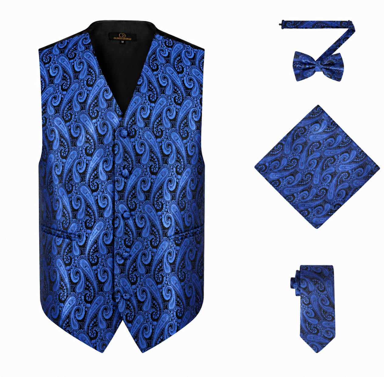 oliver george 4pc Paisley Vest Set-Royal/Black-M-picture-20