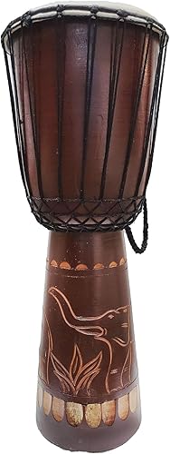 Miniatura 50 de Djembe Drum Carved Bongo música de inspiración africana también una idea única para regalar. Carver Abstract Elephant Giraffe Turtle.
