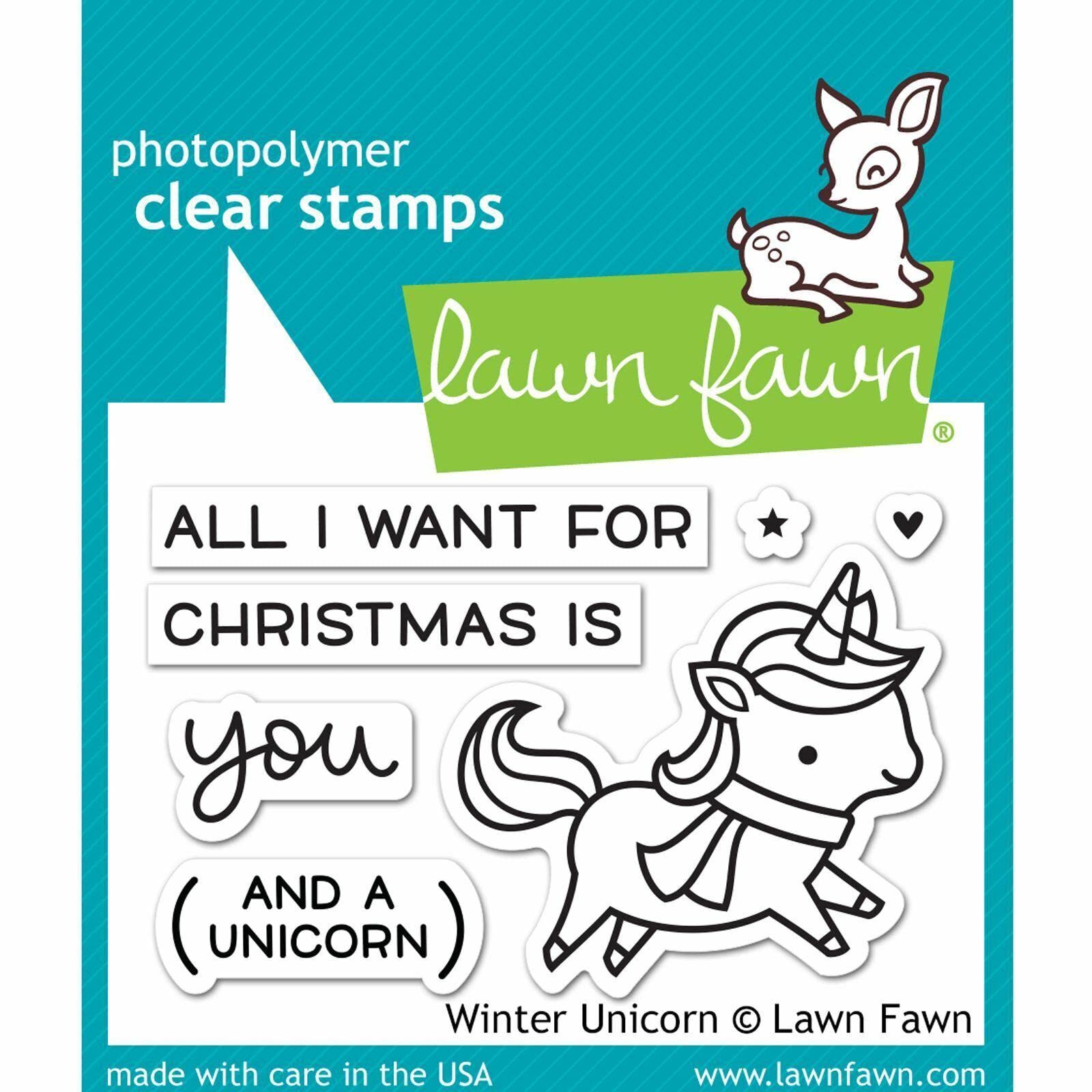 Lawn Fawn Winter Unicorn 2X3 Clear Stamp Set