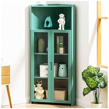 木製コーナーキャビネット 花の装飾付き 木製コーナーキャビネット 花の装飾付き