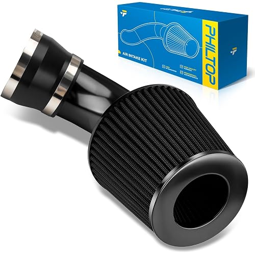 PHILTOP Air intake kit, Cold Air Intake Black Tube + Heat Shield for 2001-2005 BMW 325i, 330Ci, 325Ci, 325xi, 330i, 330xi, 1999-2000 323i, 328i, 2000 323Ci, 328Ci, Black Aluminum