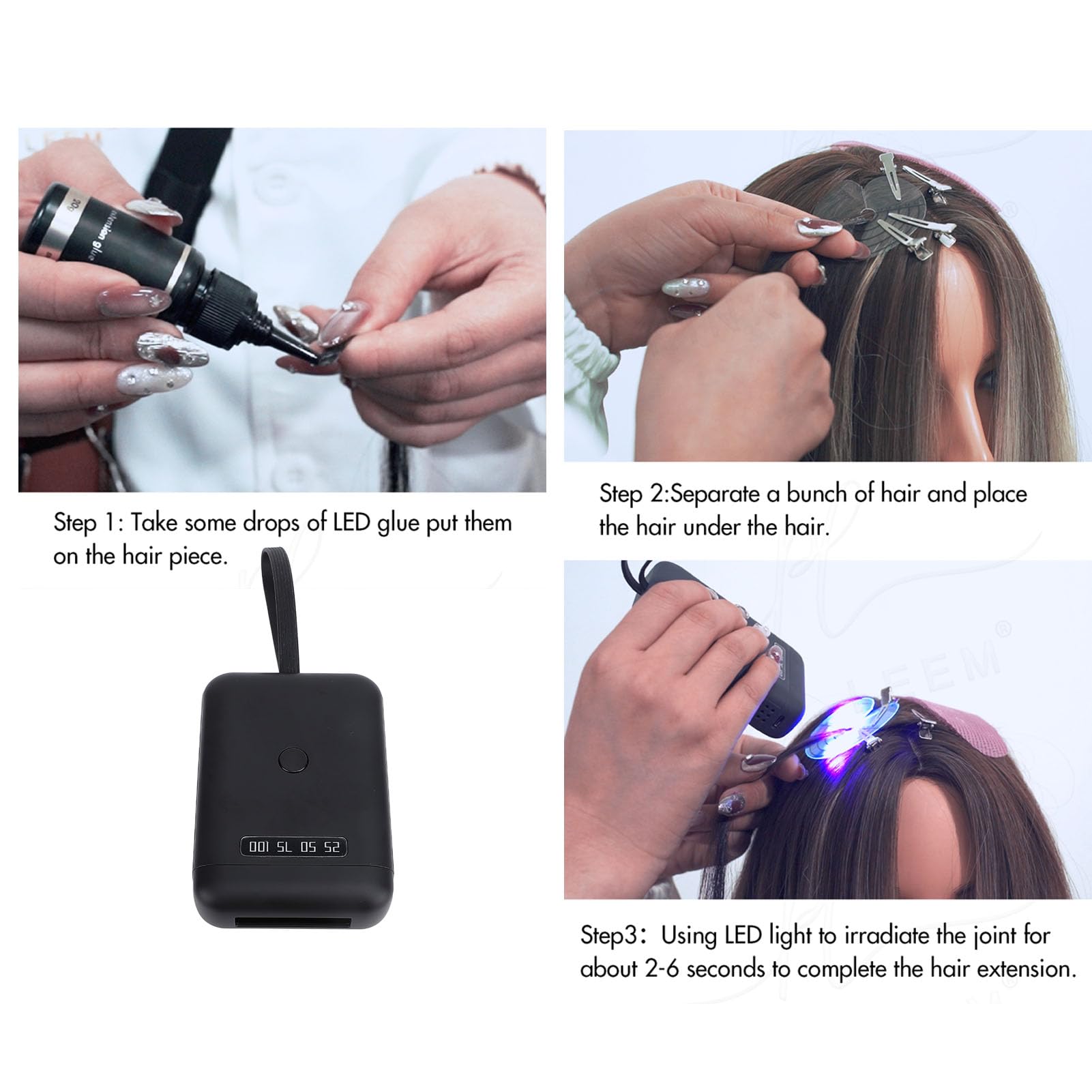 Efficiente Lampada UV per Extension Capelli da 18 W con Display Accurato della Batteria per Professionisti (Nera)