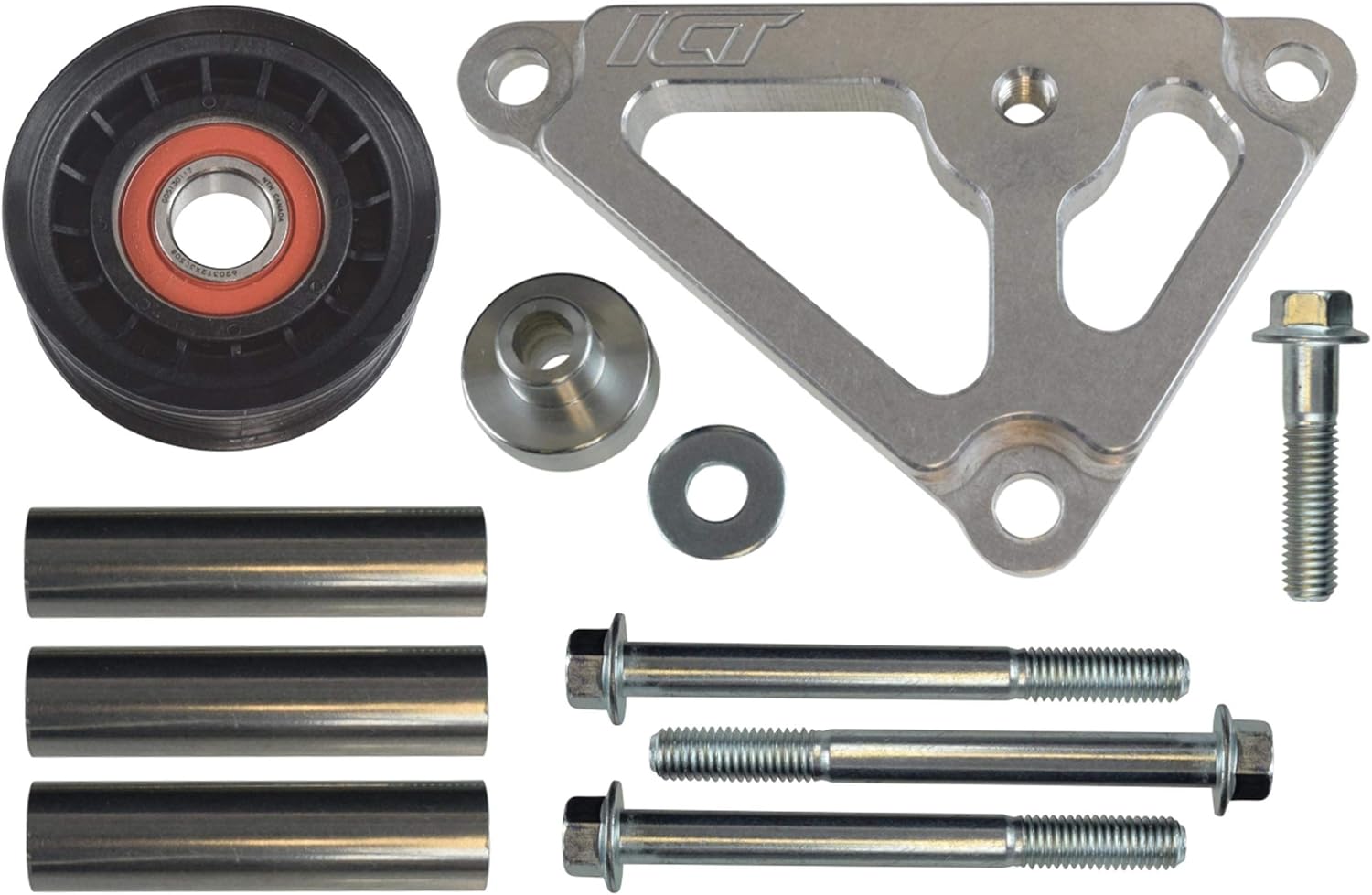 ICT Billet LS Idler Pulley Bracket - Power Steering Eliminator LSX Camaro 1999 2002 LS1 GTO ICT 551776-2