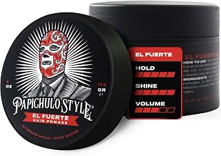 Papichulo Style Deluxe Pomade “El Fuerte” – Strong Hold, High Shine, Adds Volume – Water-Based, Flake-Free, Easy Washout, Paraben-Free – Made in USA - 4 oz