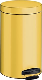 Meliconi Pattumiera a Pedale 14 lt, Lamiera litografata Giallo con Secchio in plastica, 25 x 25 x 39 cm. Made in Italy