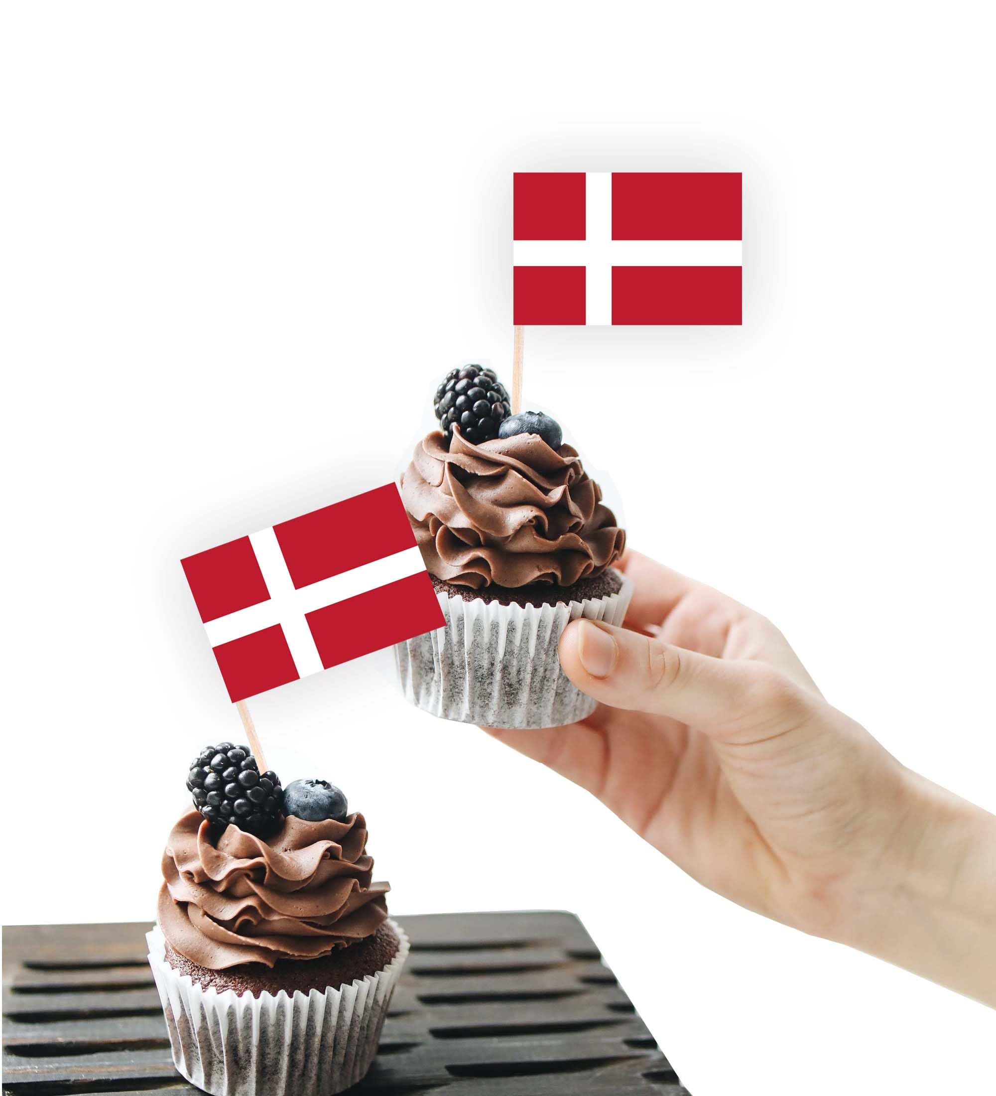 100PCS Denmark Flag Cake Topper,Danish Cupcake Stand For Party Decoration Supplies — image 1