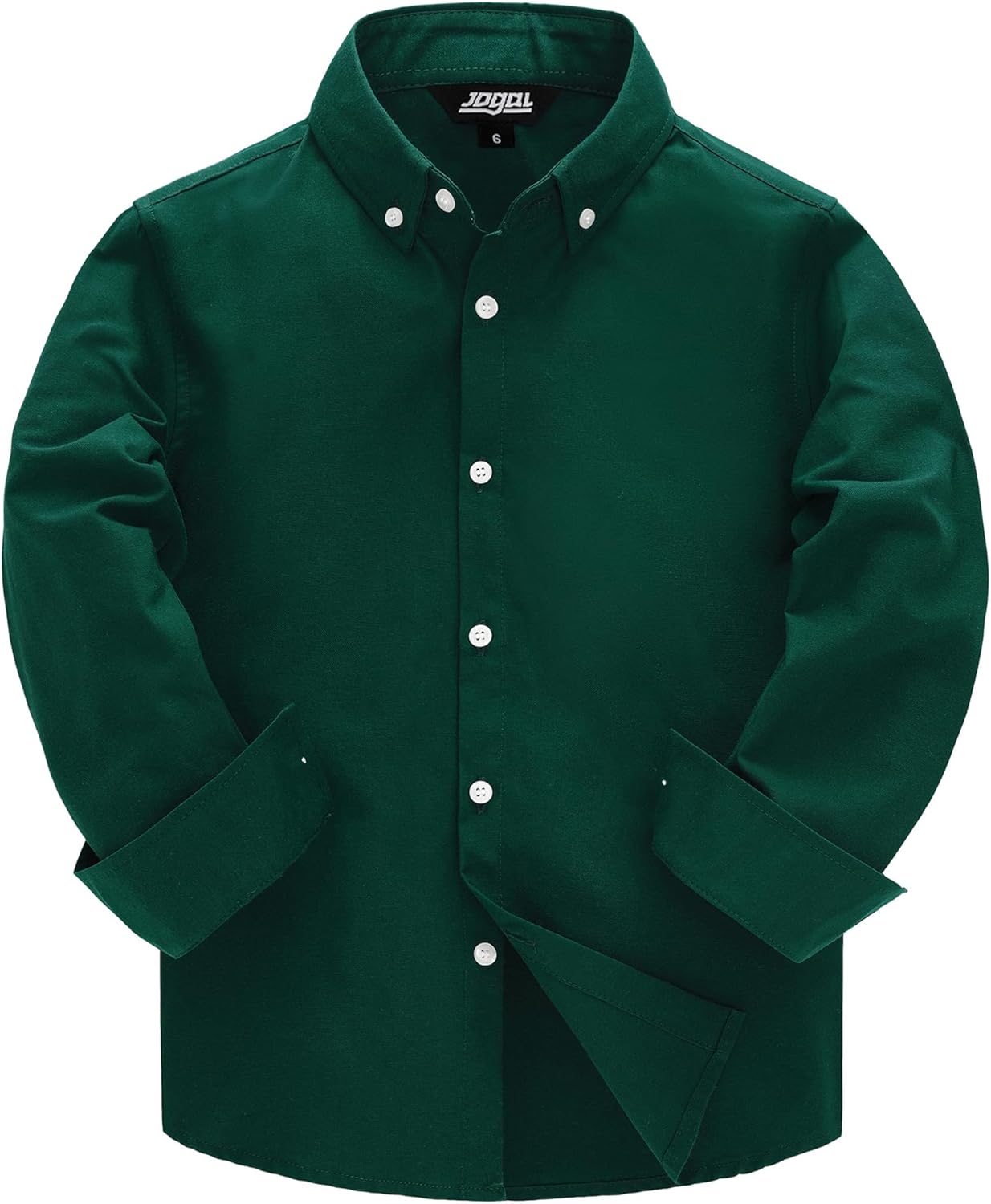 JOGAL Boys Long Sleeve Dress Shirts Oxford Solid Button Down Shirts for 6-14 Years