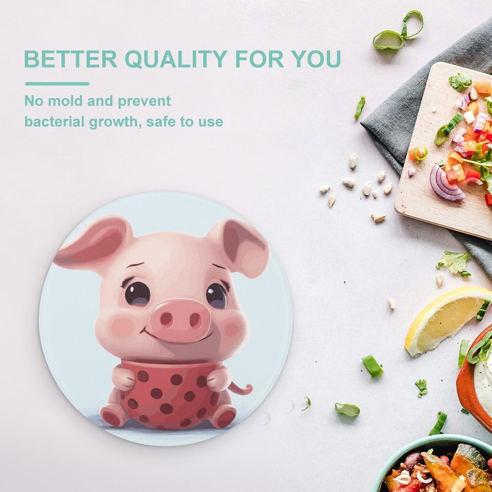 Smiling (21) tablas de cortar redondas fáciles de limpiar, tablas de cortar para cocina de tamaño grande 7.9, tablas de cortar esenciales de cocina convenientes para carne y verduras