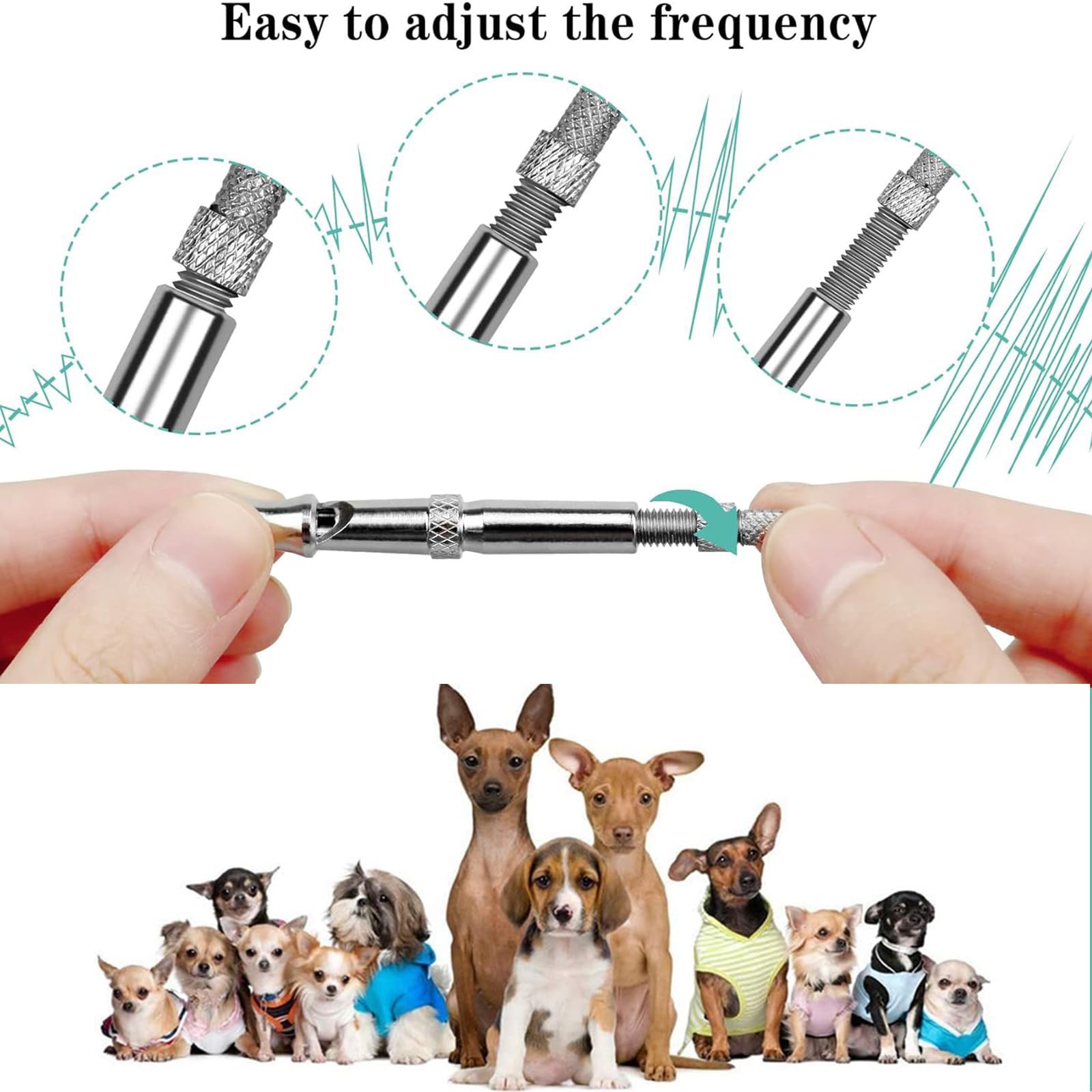 Sifflet Ultrason Chien, Sifflet Chien Rappel, Sifflet Chien avec 2 Longes, Sifflet Ultrason Chien Anti Aboiement, Fort et Longue Portée, Sifflet pour Dressage de Chien (Noir, Blanc)