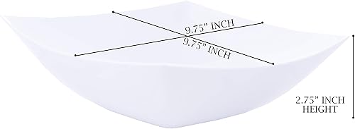 Miniatura 2 de PLASTICPRO Recipientes desechables cuadrados de 64 onzas para servir aperitivos o ensaladas, elegantes, de plástico blanco, paquete de 4