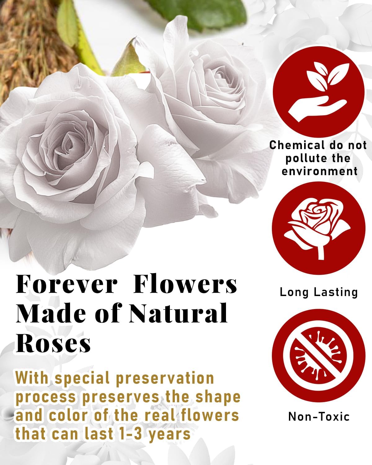 16 Flowers Forever Preserved Roses in Box, Preserved Flowers Womens Birthday Gifts for Women Mothers White Rose Gift for Her Romantic Eternal Rose for Women Mom Friends - Image 2