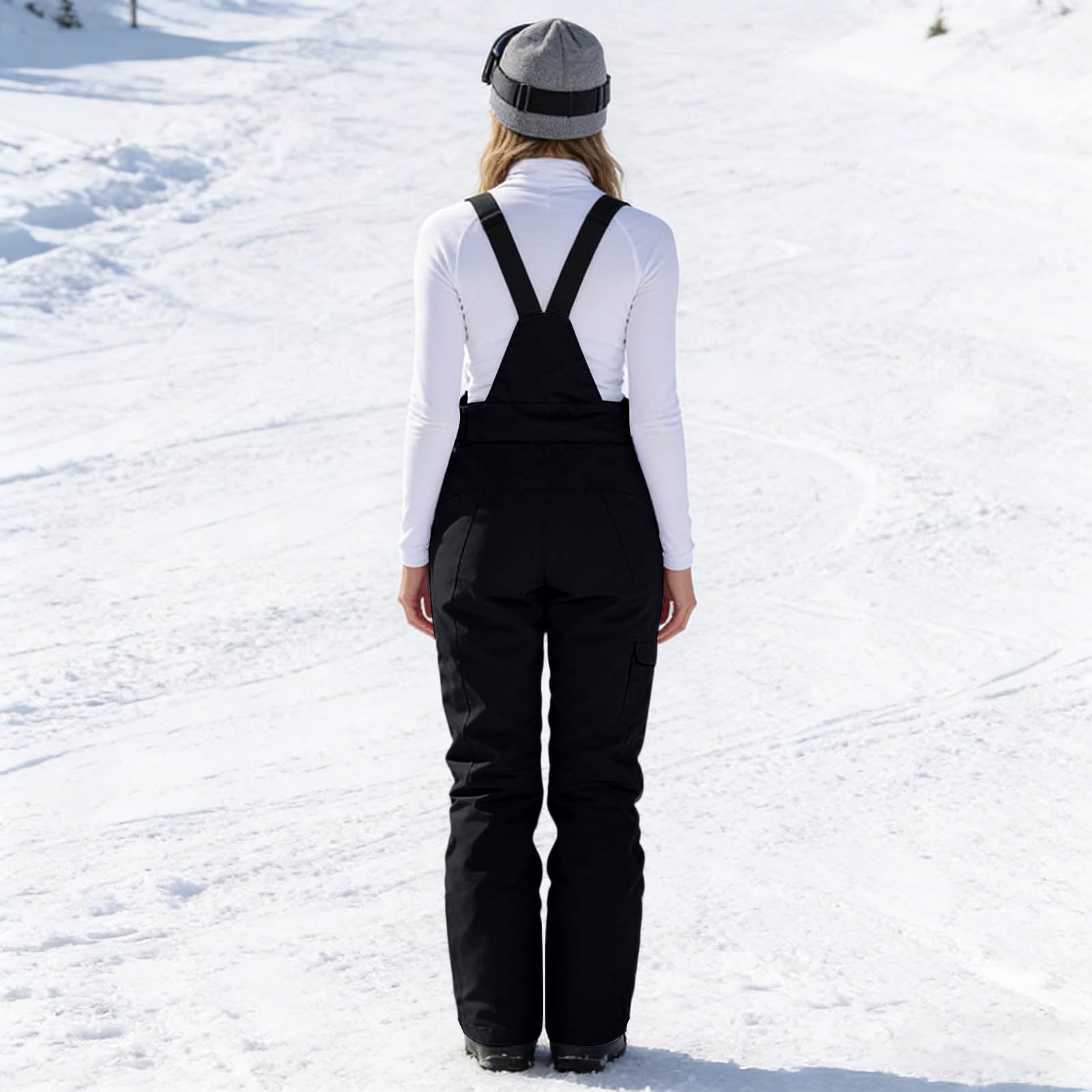 Genérico Pantalon Nieve Mujer Pantalones De Esquí Baggy Pantalón Termico Pantalon Ski Mujer Cálidos con Multibolsillos Pantalones Nieve Mujeres Ajustable Exterior Ropa Ski