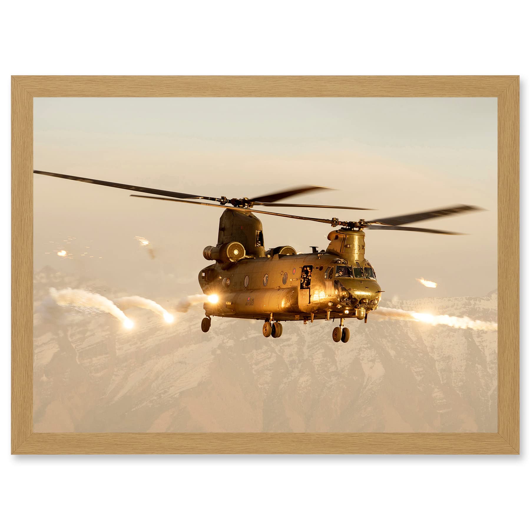 Artery8 Goddard Military UK RAF Chinook Helicopter Photo Artwork Framed Wall Art Print A4