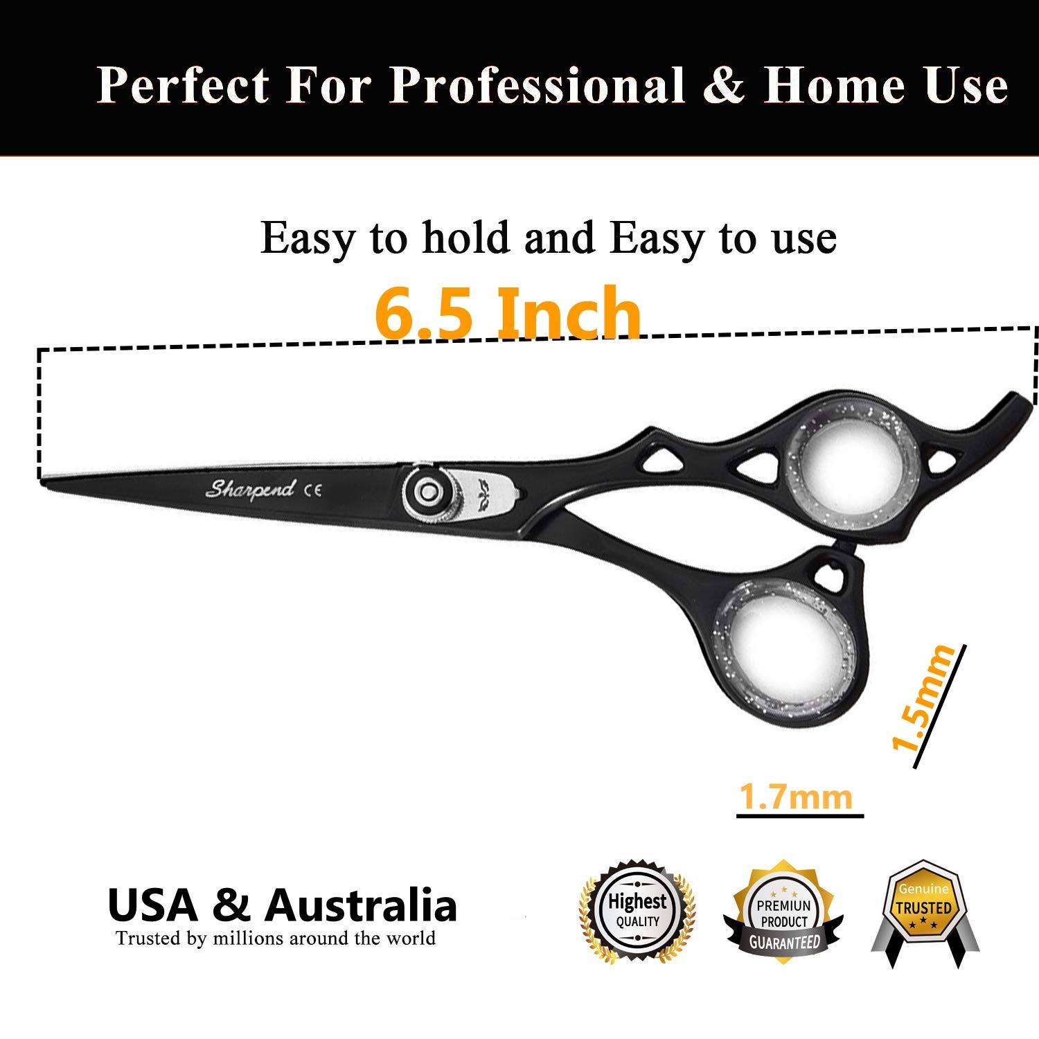 Professional Haircutting Scissors Kit – 6.5 inch Razor Edge Barber Scissor, Japanese Haircutting Scissors and Thinning Shears for Men, Women & Kids, Salon and Home Hair Cutting Set