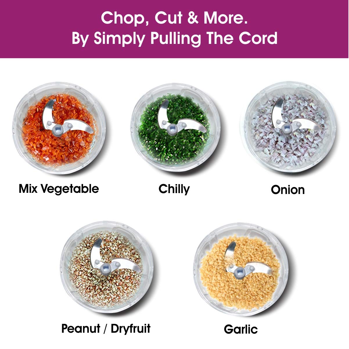 Inalsa Plastic Chop-it Handy Chopper (400 ml, Cherry Red/White) - Image 4 thumbnail