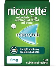 Nicorette Microtab 2mg Sublingual Tablet (100 Pieces), Smoking Cessation Aid to Actively Fight Withdrawal Symptoms, Sublingual Tablets to Help Stop Smoking