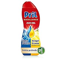 Pril Excellence Duo Gel, Detersivo lavastoviglie Gel, azione sciogligrasso, con limone, Formato singolo da 45 Lavaggi