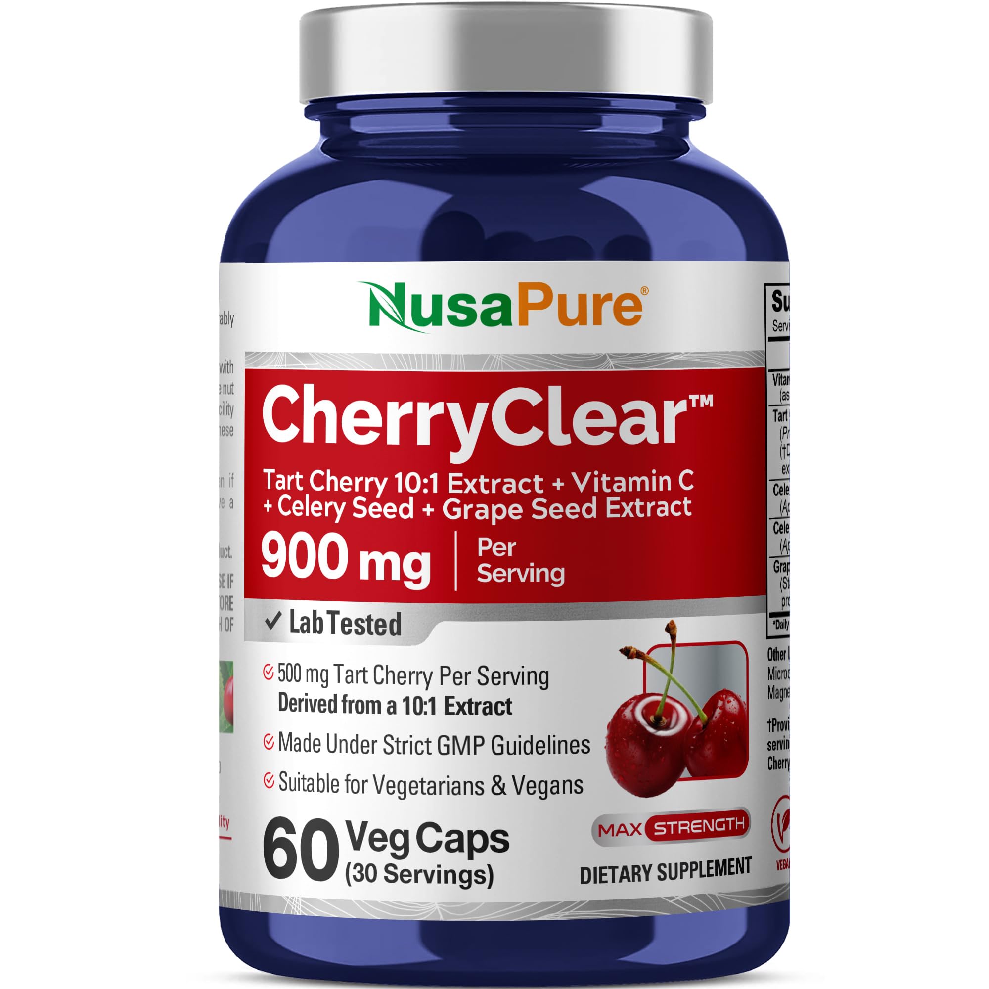 CherryClear Tart, Non-GMO, Vegan, 900mg, 60 Capsules - 30 Servings