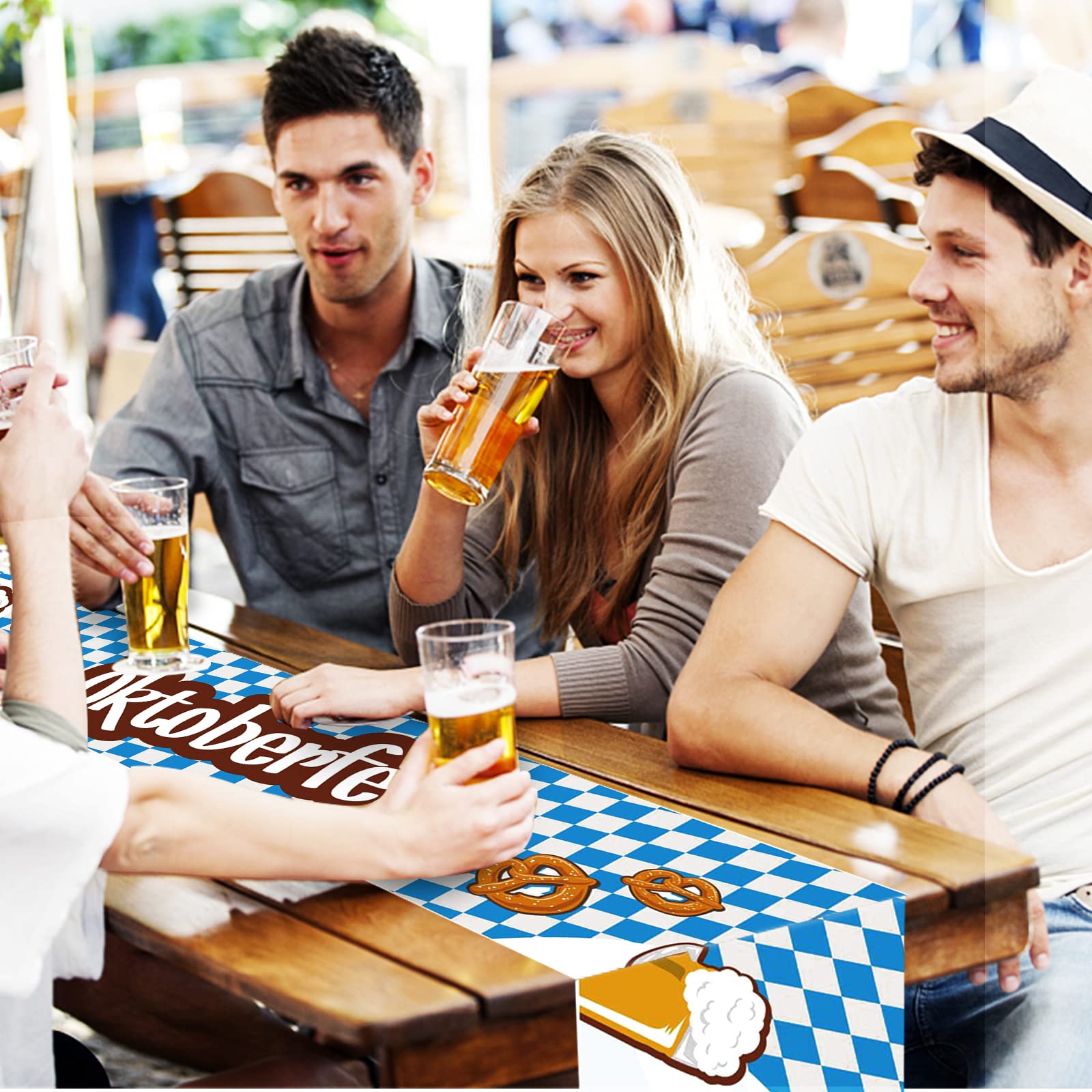 Lot De 100 Serviettes Bleues Et Blanches 33x33cm - Décoration Fête De La Bière Oktoberfest