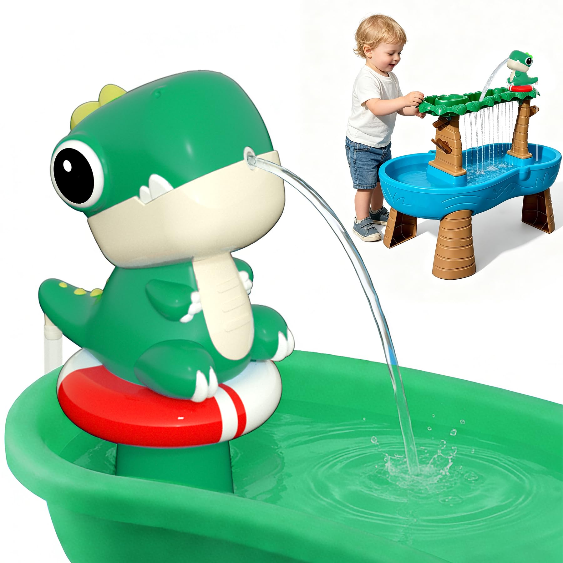Photo 1 of Dinosaur Water Table Pump - Rechargeable Water Pump for Water Table Accessories - Battery Powered Water Pump Continuous Flow 3 Hours Non-Stop Fun (Green)