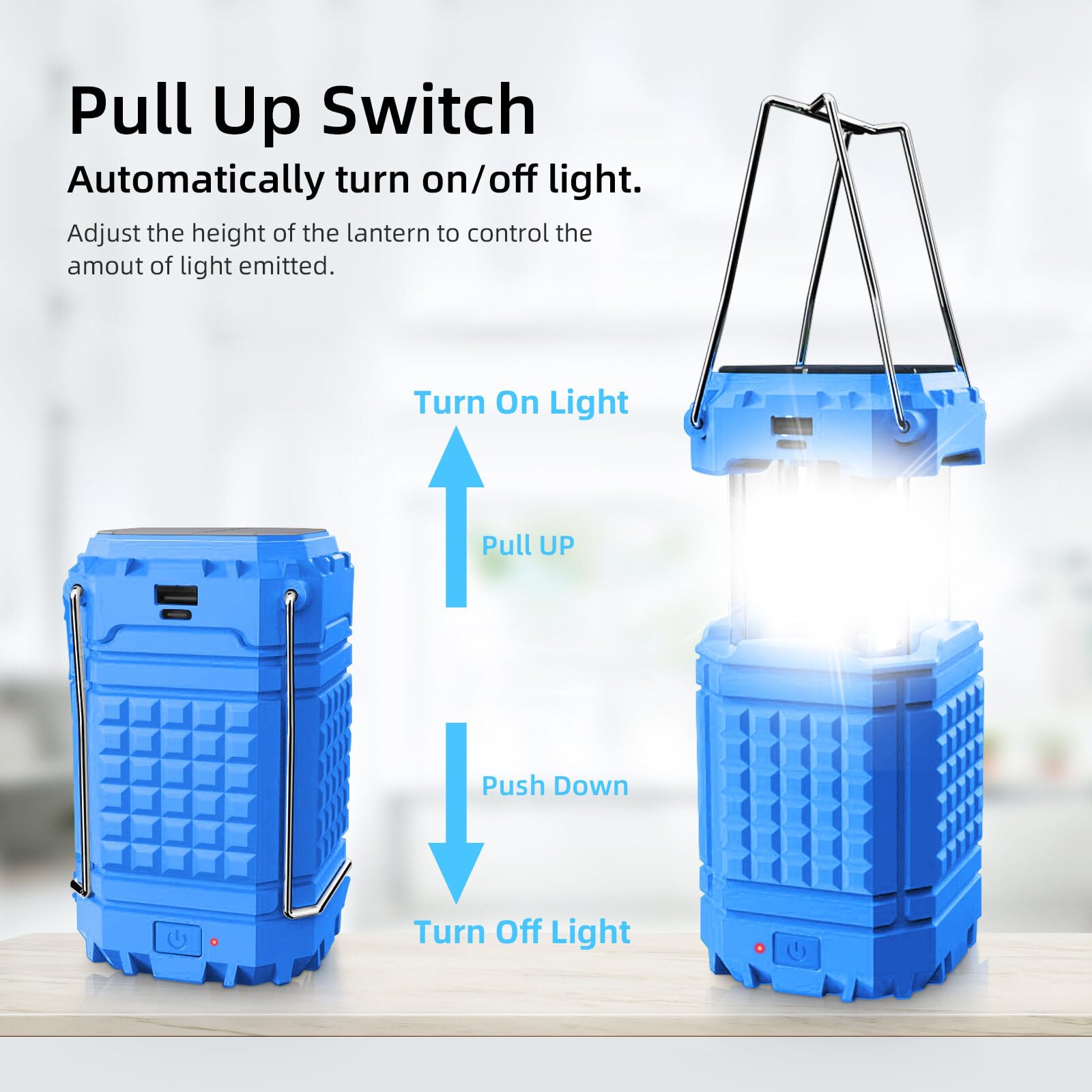 Linterna LED eléctrica de camping para emergencia, linterna solar de manivela de gran capacidad de 3000 con tiempo de reproducción de 8 horas, luz de supervivencia plegable, cargador USB para teléfono