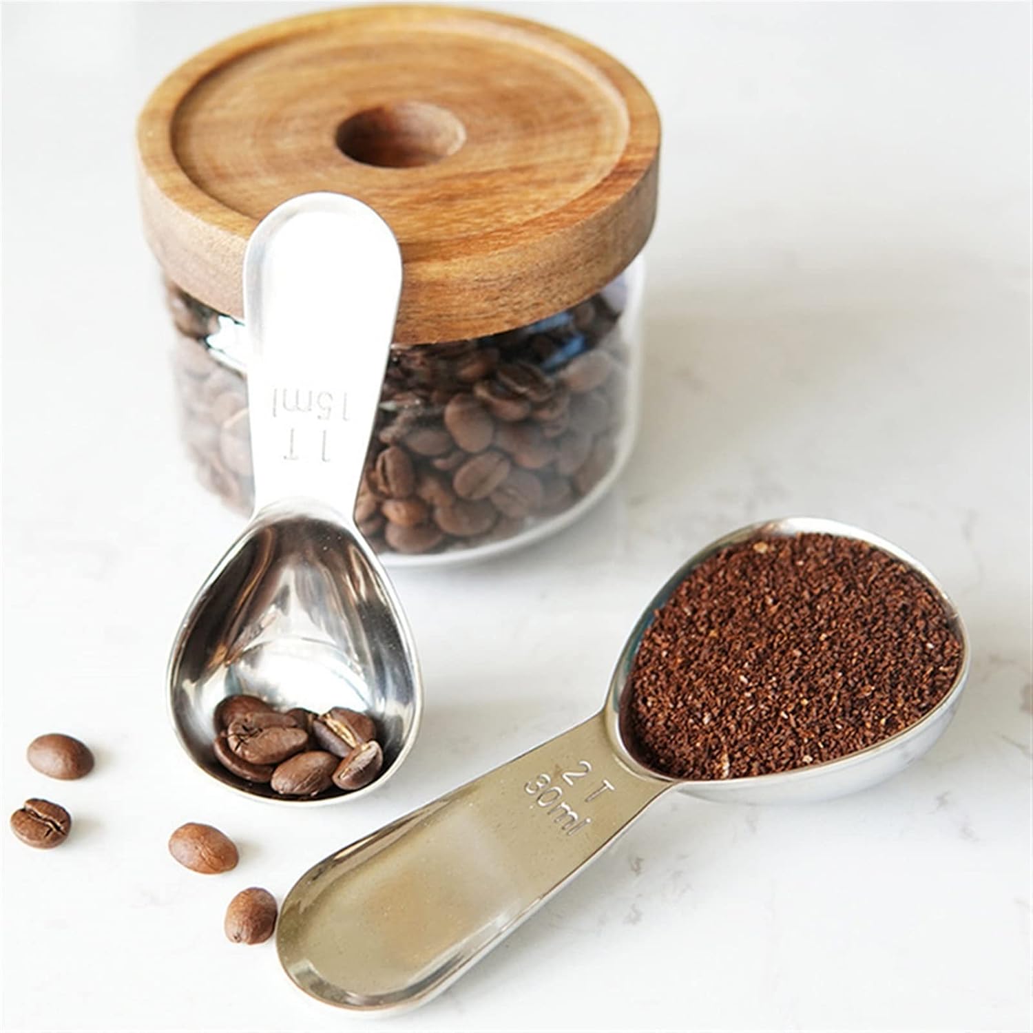Coffee Scoops Stainless Steel Measuring Spoon Milk Multifunction Coffee Scoop 15/30Ml Teaspoon