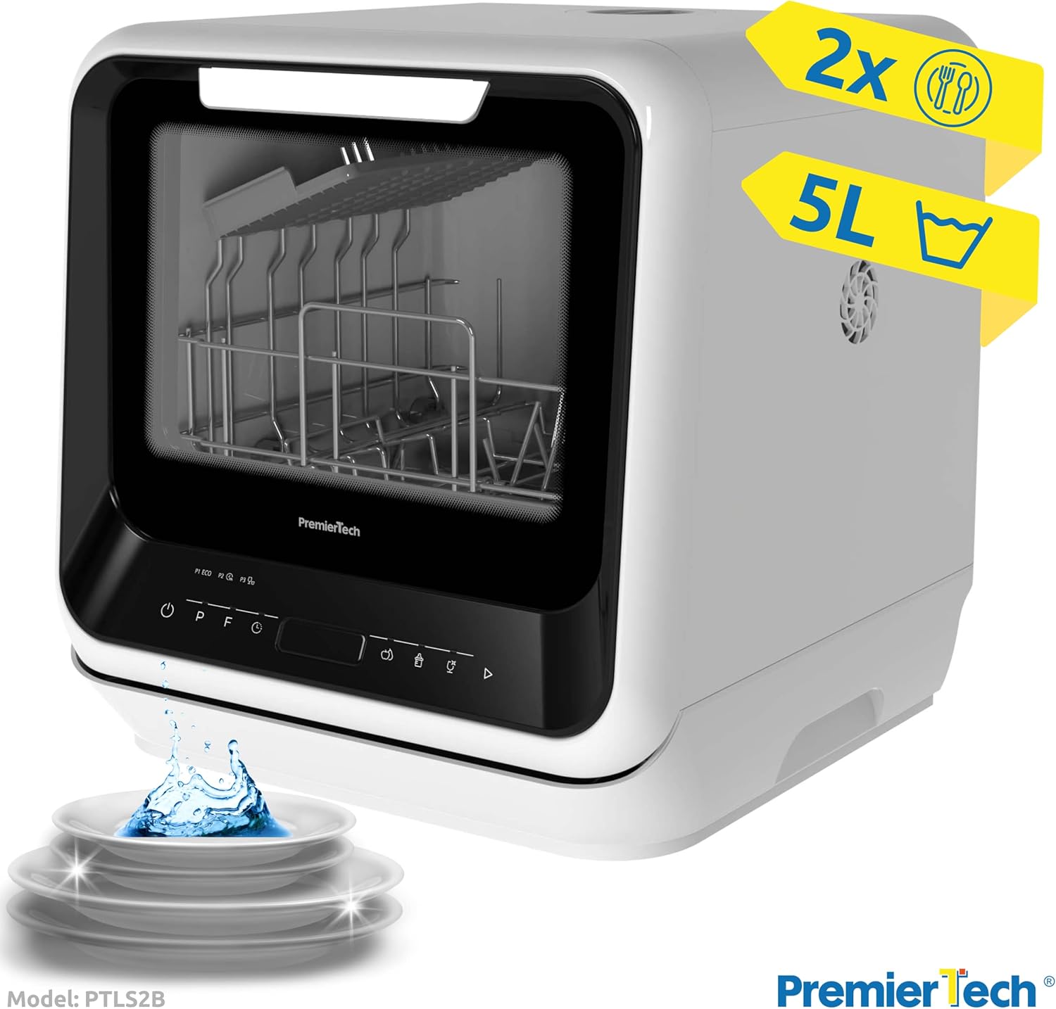 Mini Lavastoviglie 6 coperti 8 programmi libera installazione da tavolo A+ PremierTech PTLS6S Silver Classe Energetica F [Classe di efficienza energetica F]