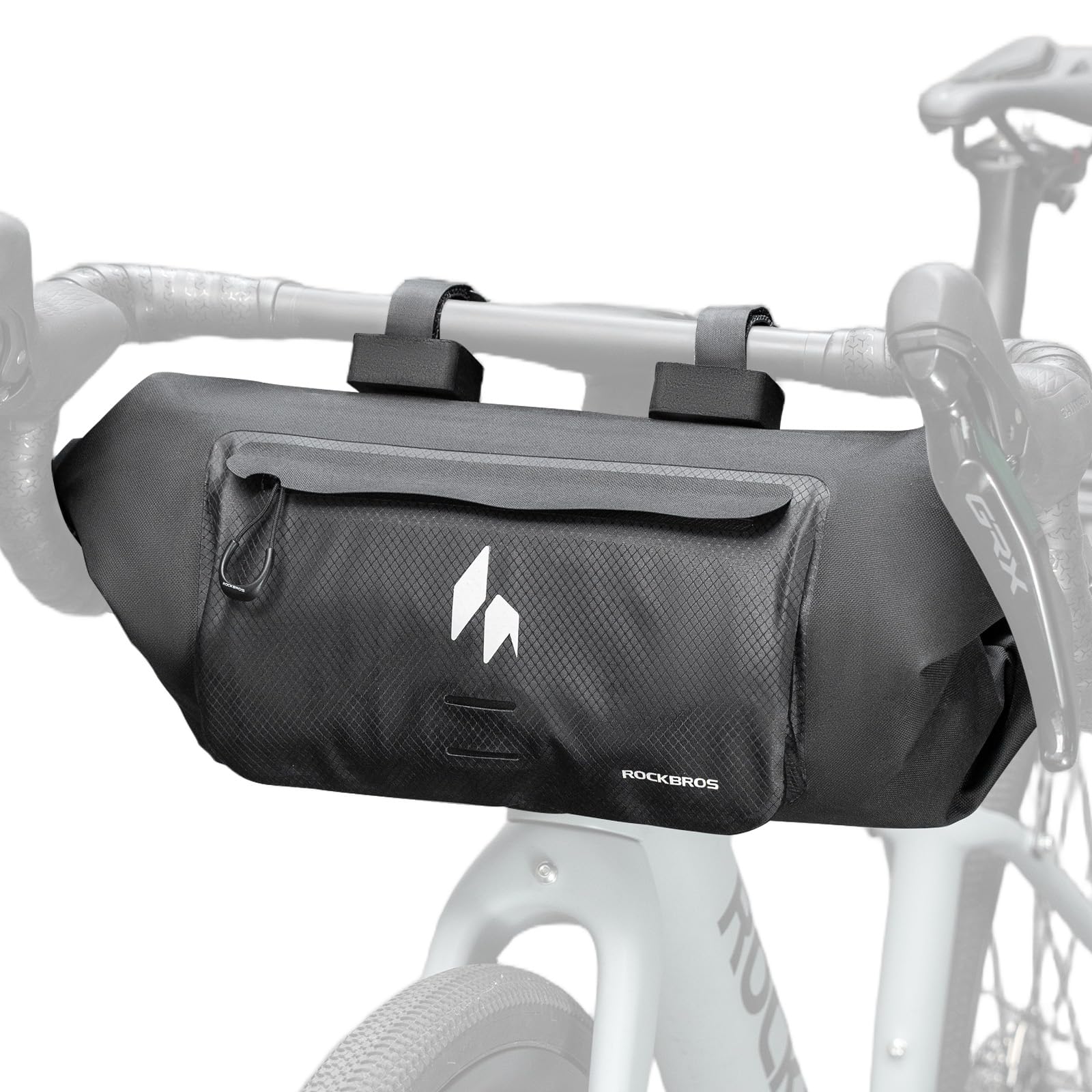 ROCKBROS 100% wasserdichte Lenkertasche Fahrrad 8L Bikepacking | Fahrradtasche mit Rollverschluss und Fronttasche, ideal für Gravelbike, MTB, Faltrad und E-Bike